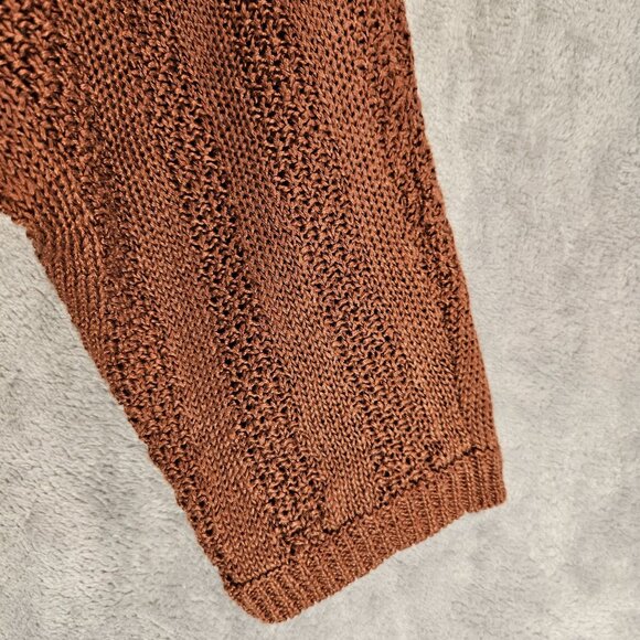 Tahari sweater womens M Brown linen Tunic beach Coastalgrandma vacation boho - Picture 10 of 13